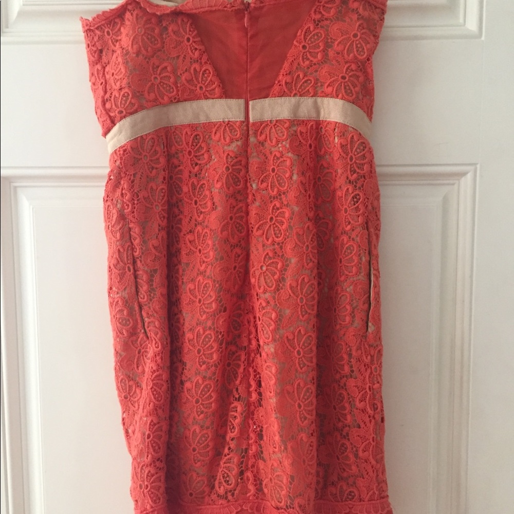 Anthropologie McGinn Coral & Sand dress, size 4 - Picture 7 of 7